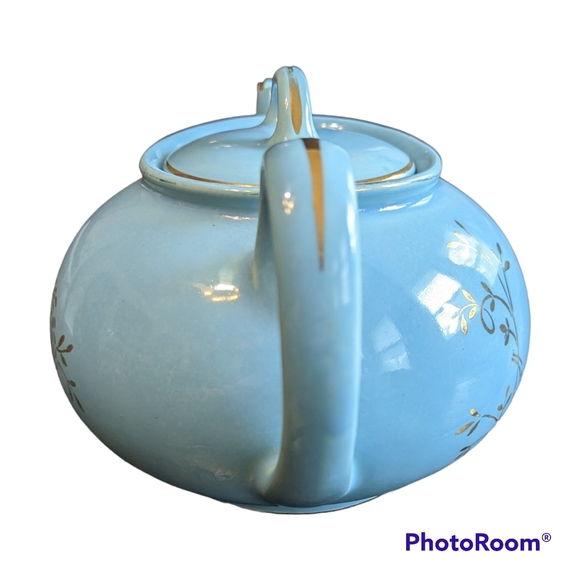 🎶🎶VTG 40's Porcelain Blue W Gold Floral Design "Tea For 2" Musical Teapot🎶🎶 - Picture 5 of 12